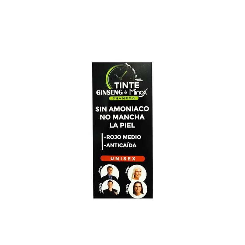 Shampoo Tinte Rojo Medio con Ginseng y Minox, Anticaída, Labs