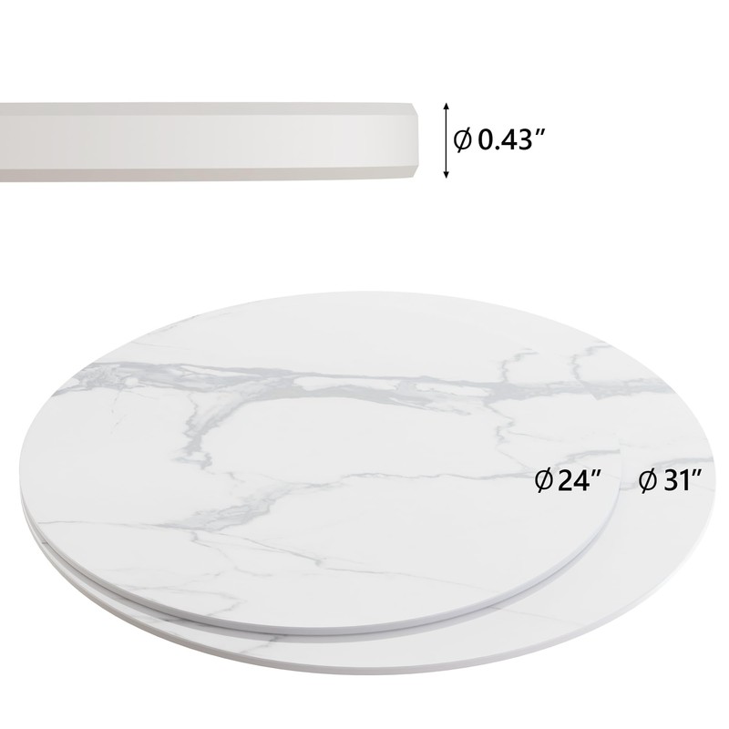 SSTBLEV Round Table Top, 23.6” White Sintered Stone Tabletop, DIY