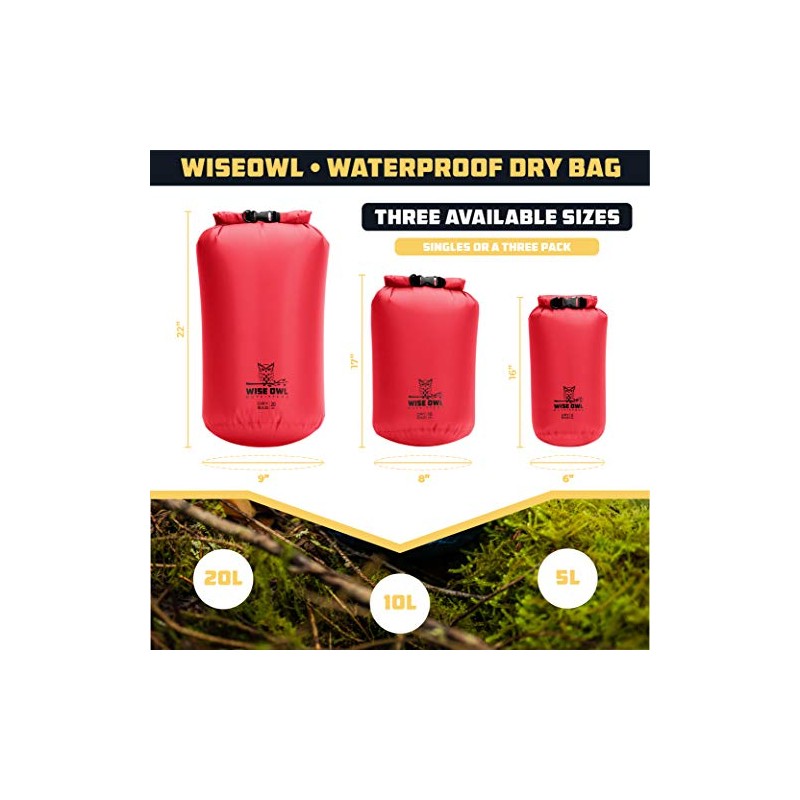 Wise Owl Outfitters - Bolsa Seca Impermeable, Paquete de 3