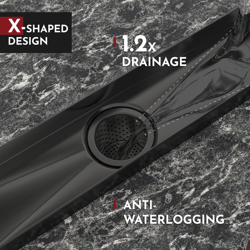 WEBANG 12 Inch Linear Shower Drain Rectangular Floor Drain with