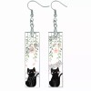 the fun things Black Cat Earrings NO TARNISHING Wood Bar