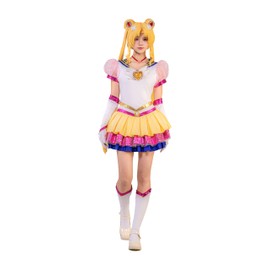 OSIAS Women Anime Tsukino Usagi Cosplay Costume with Light Up Chest Ornament and Starry Layered Skirt (S)