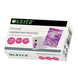 Leitz 33810 Hot Laminating Pouches, Glossy, Transparent, 54 x 86 mm, Film Thickness 125 Micron, Pack of 100