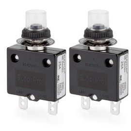 Thermal Circuit Breaker, DIYhz 25 Amp Push Button Manual Reset Circuit Breaker 32V DC 125/250VAC 50/60Hz with Quick Connect Terminals and Waterproof Button Transparent Cap 2Pcs