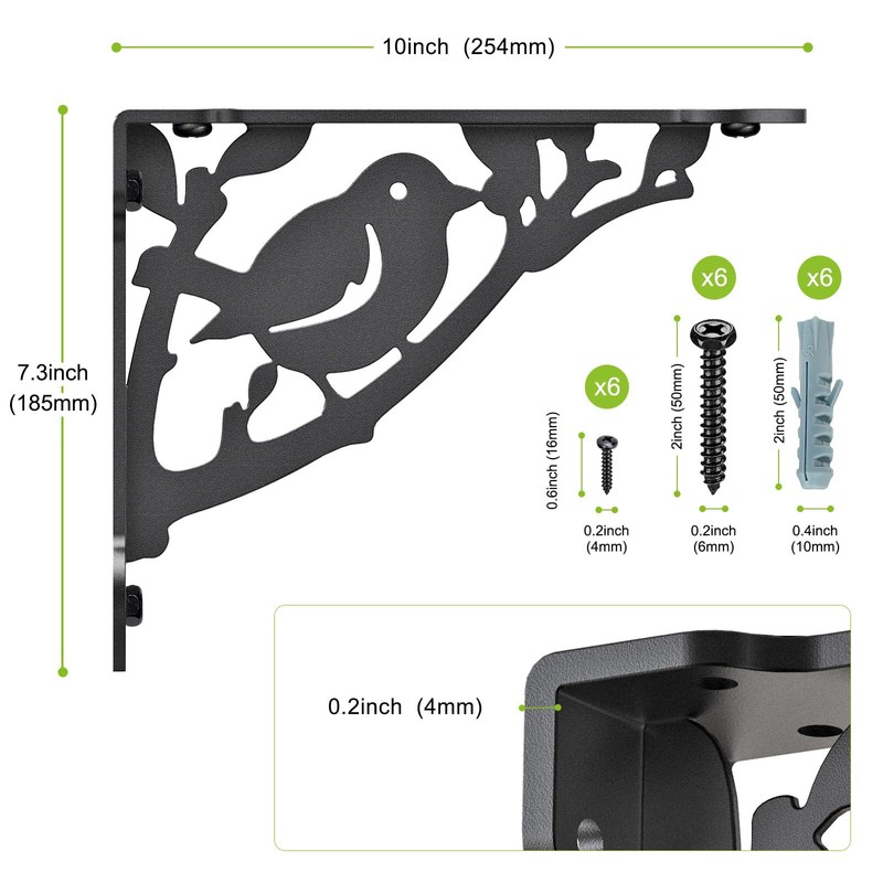 SELEWARE Heavy Duty Shelf Brackets 10 Inch, Bird Shelves Brackets,