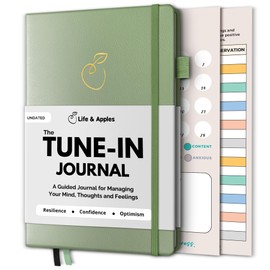Life & Apples Tune-in Journal: Mental Health Journal for Anxiety and Stress Relief - Cultivate Positivity and Self-Care - Guided Anxiety Journal with Prompts, Sage Green