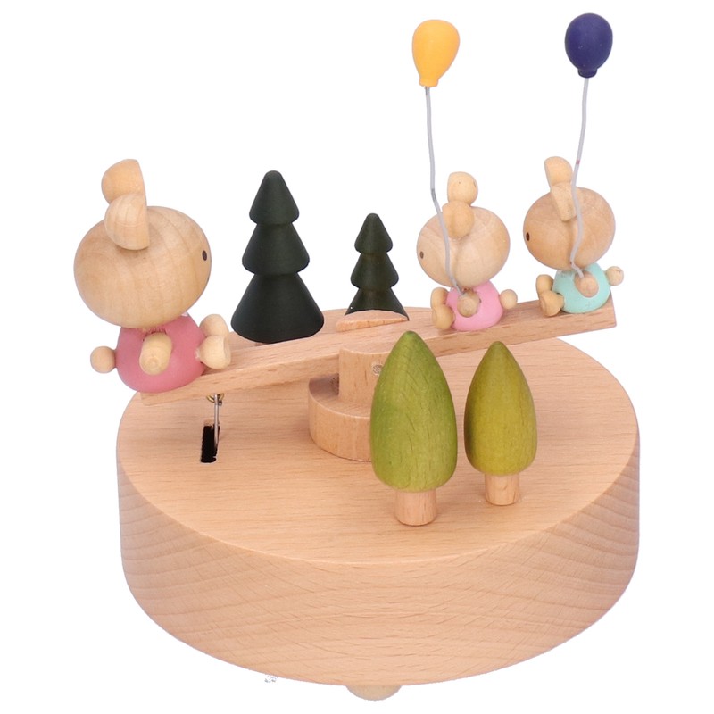 Wooden Seesaw Music Box Handicraft Home Decoration Desktop Ornament Valentine's