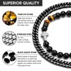 MEALGUET 2 pcs Men's Stainless Steel Bracelets : Black Gemstone
