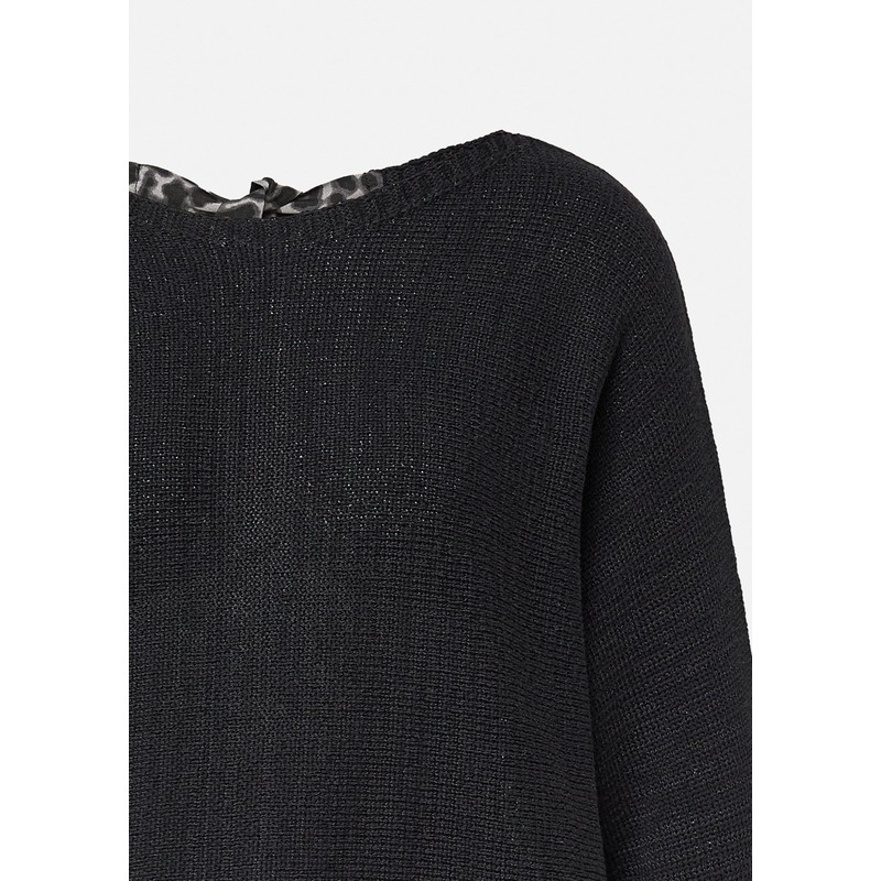 comma Cotton Jumper with Leo Bow Detail on Back, black,