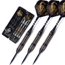 CUESOUL 22 grams Black Scorpion Steel Tip Darts Set with Dart Case(HX-SL-F3101)