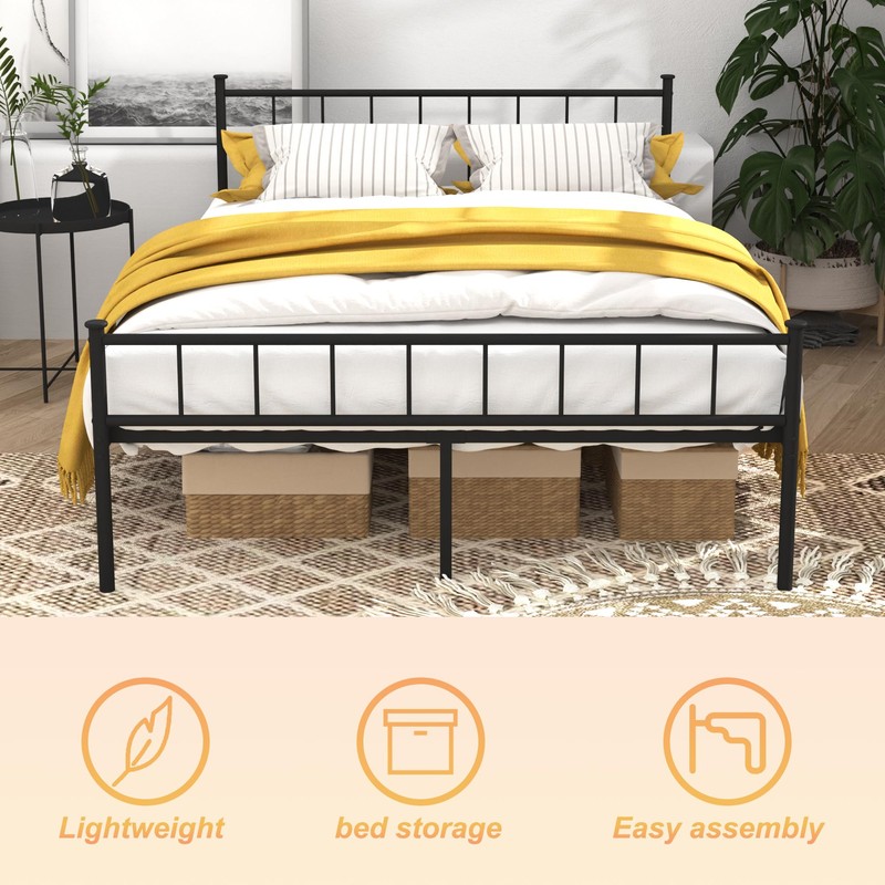 LUBEDCY Queen Metal Platform Bed Frame, Victorian Vintage Style, Wrought