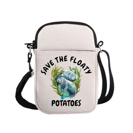 G2TUP Manatee Lover Gift Save The Floaty Potatoes Manatee Makeup Bag Manatee Mom Cosmetic Bag Ocean Animal Lover Gift Sea Cow Travel Bag with Zipper (The Floaty Potatoes S)