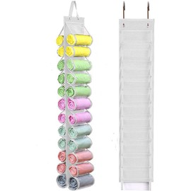 Legging Storage Bag Storage Hanger Can Holds 24 Leggings or Shirts Jeans Compartment Storage Hanger, Foldable Leggings Organizer Clothes, Portable Clothes Wardrobe for Rolls Clothes (White)