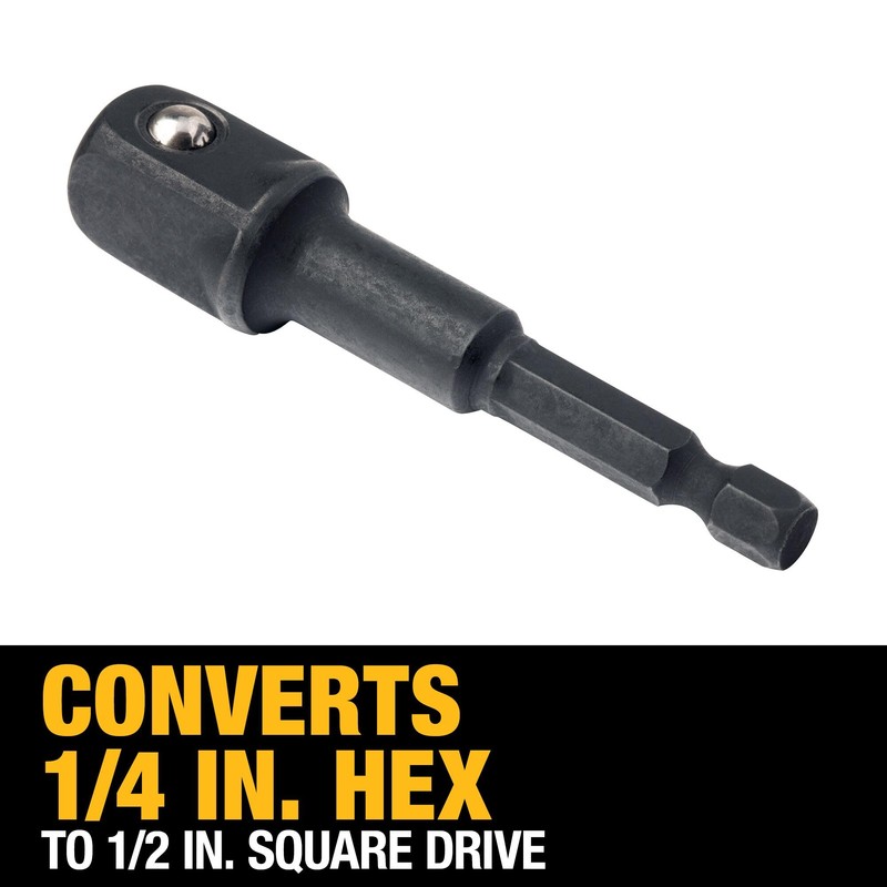 DEWALT IMPACT Socket Adapter, Hex Shank, 1/4-Inch To 1/2-Inch (DW2547IR)