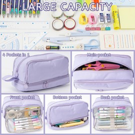 Special Pencil Case, Angoo Pencil Case, Large Capacity Pencil Case with Compartments, Cute Aesthetic Pencil Cases for Women Girls Secondary School Supplies (Purple)