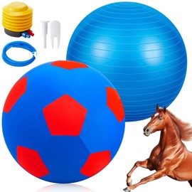 VercanMonth 30inch Giant Herding Ball with Cover Anti Burst Ball Please Watch VCR for How to Inflation Horse Toys for Horses Stall Entertainment Play, Pump Included (Classic)