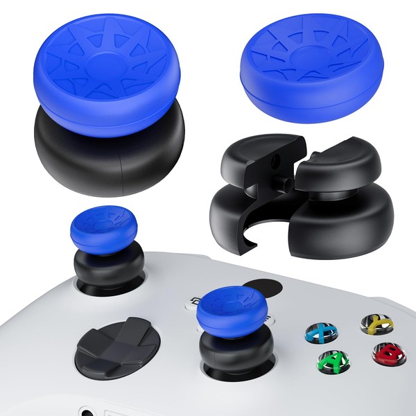 PlayRealm - Extensor de palanca de pulgar sin caída y funda de agarre de silicona, 2 juegos para Xbox Series X/S y Xbox One S/X Controller (Turbo azul oscuro)
