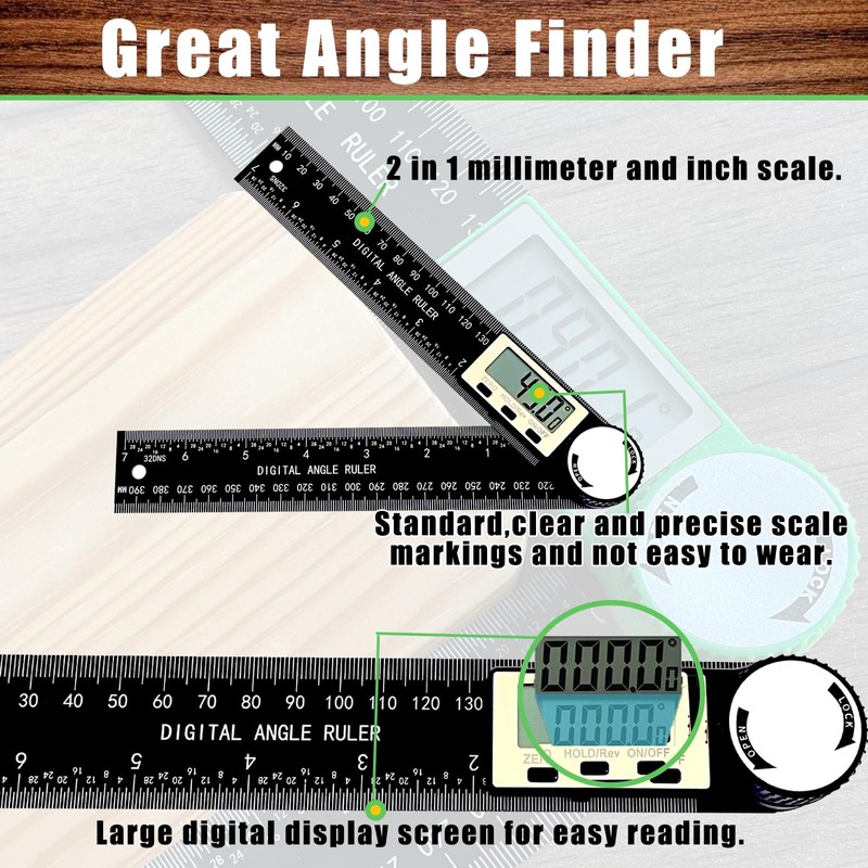 PDDYIER Angle Finder Protractor, 2-in-1 Miter Saw Protractor, 7 Inch/200mm