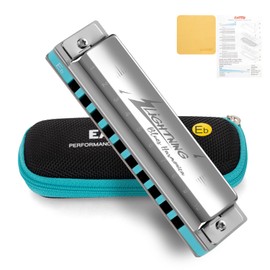 Easttop Advanced Diatonic Harmonica, Key of Eb, 10-Hole Blues Harp with Silver Cover, For Adults & Professionals