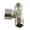 Fittingstore - T-piece with external internal male thread, nickel-plated brass,