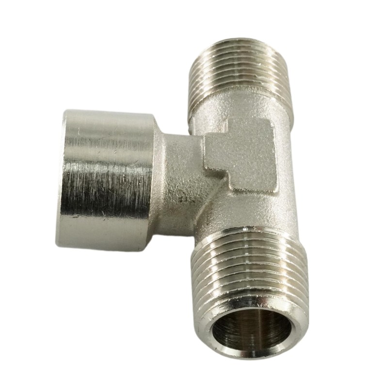 Fittingstore - T-piece with external internal male thread, nickel-plated brass,