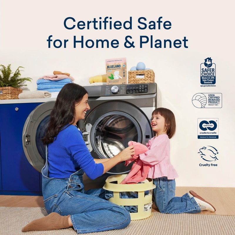 BLUELAND Laundry Detergent Tablets, 120 Count, Spring Bloom Scent, Plastic-Free