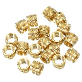 PATIKIL Threaded Inserts M8x8x10mm, 20 Pcs Brass Heat Set Insert Female Threaded Inserts Metric Knurled Nuts Embedment Nut for Plastic and 3D Printing Components, Gold