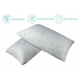 EXCELSIOR Shredded Memory Foam Pillow Bamboo Hypoallergenic Washable Cover  Queen