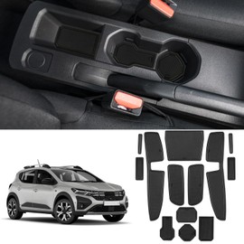 Coleya Antirutschmatten Kompatibel mit Dacia Sandero 3 Sandero Stepway 3 2021-2024, Mittelkonsole Gummimatten Türnaht Matten Getränkehalter Matte, Dacia Sandero Gummi rutschfeste Matten (Schwarz)