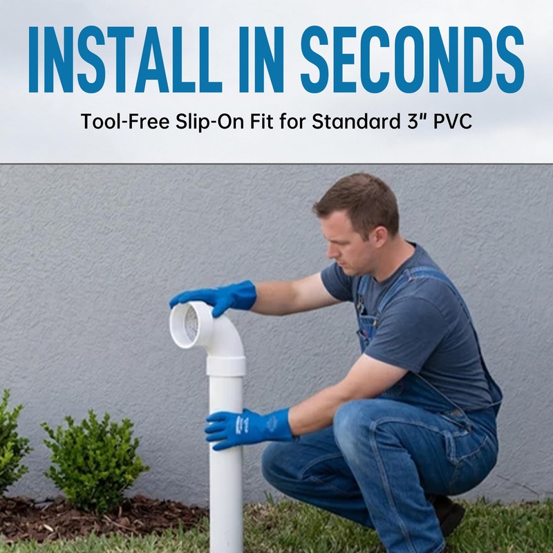 3 Inch PVC Termination Vent with Stainless Steel Screen, 90
