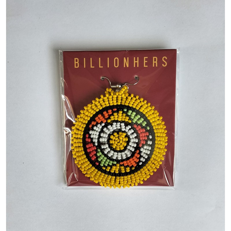 BillionHers Beaded Circle Earrings - Handmade Dangle African Earrings for