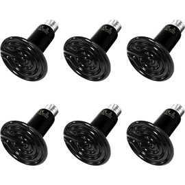HealSmart Reptile Heat Lamp 150W 6-Pack Ceramic Heat Emitter, No Light Emitting Heat Bulbs for Amphibian Pet Brooder Coop Incubating Chicken, Lizard Bearded Dragon Turtle Snake Terrarium