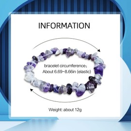 Natural Gemstones Chip Bead Bracelet for Men Women,Healing Chakra Bracelet Adjustable Slider Handmade Stress Relief Crystals Bracele (pink purple)