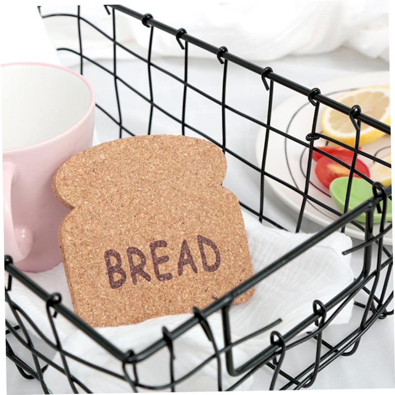 STOBAZA 3sets Bread Shape Heat Insulation Coasters Creative Cork Cup