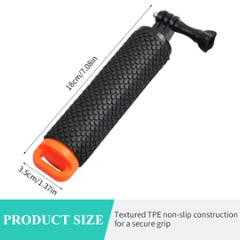 Waterproof Camera Handle, Underwater Monopod, Camera Floating Rod, Diving Selfie Stick, Non-Slip Floating Handle with Screw Adapter, Floating Hand Grip for GoPro (Orange)