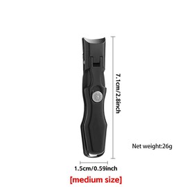 Large opening nail clipper, single stainless steel large anti splash nail clipper set, powder die-casting nail clippers - Color: black - Medium