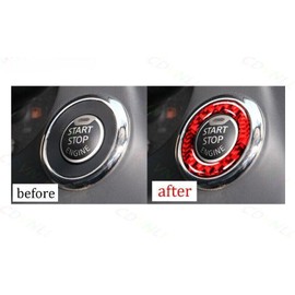 Red Real Carbon Fiber Car Engine Start Stop Button Trim for Infiniti Q50 2014-2023 Interior Accessories