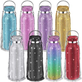 VIGOR Diamond Water Bottle Bling Rhinestone Stainless Steel Thermal Refillable - Silver(750 ml)