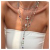 Riymusry 4Pcs/set Colorful Crystal Bead Necklace for Women,Statement Cross Pendant