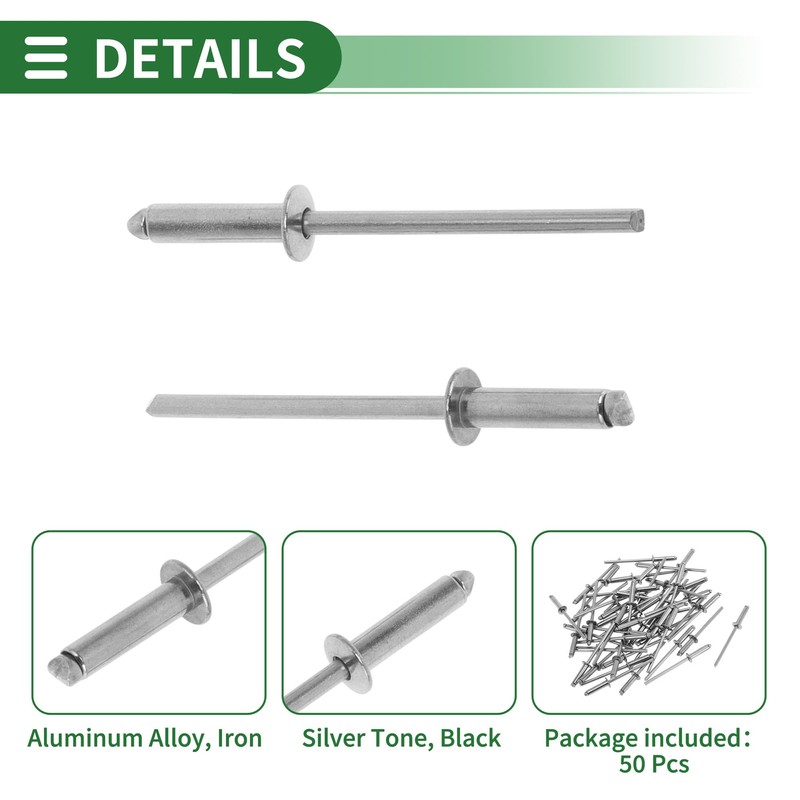 Motoforti Dome Head Large Flange Blind Rivets 3.2mm Grip Diameter