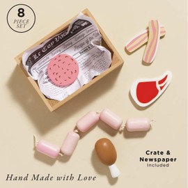 Le Toy Van - Educational Pretend Play Toy Food | Wooden Honeybee Market Meat Crate | Supermarket Pretend Play Shop Food