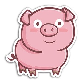 2 x 10cm Cute Pink Pig Vinyl Stickers - Piglet Fun Sticker Laptop Luggage #17970 (10cm Tall)