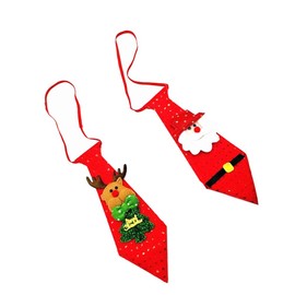 Toyvian 2pcs Light Up Christmas Tie Santa Elk Necktie Luminous Glowing Holiday Tie for Masquerade Christmas Party Costum Gift (Red)