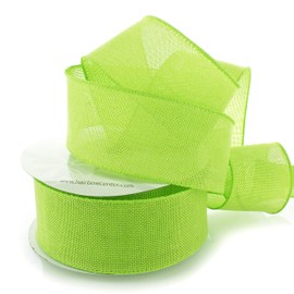 HairBow Center Ribbon Traditions 2.5inch Wired Burlap Ribbon Lime Green 10 Yards