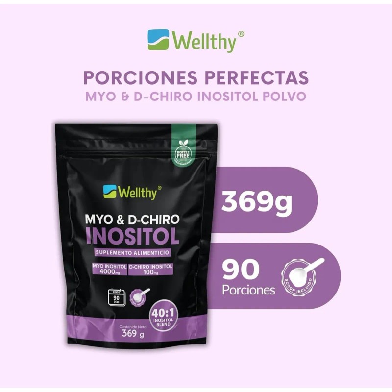 Myo Inositol Y D-chiro Inositol 369gr Wellthy 90 Servs 40:1