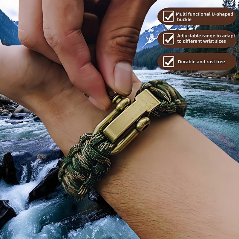 Patriotic Paracord Survival Bracelet for Men - Bronze US Flag