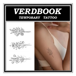VERDBOOK Waterproof Temporary Tattoos: 2-Sheet Tattoo Kit with Realistic Body Stickers, Semi-Permanent Tattoos for Adults Lasting 7-15 Days – Safe for Men & Women, Moonlit Blooms