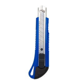 Handy Tek 6.5 Inch Utility Knives, 4 Anti-Slip Box Knives - Heavy Duty, Retractable, Blue Plastic Box Cutters, Built-In Lock, Sharp Blade - Restaurantware