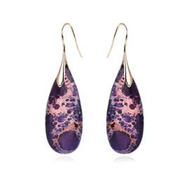 Turquoise Earrings for Women Blue Purple Red Western Jewelry for Women Mother Sterling Silver Boho Teardrop Earrings, Golden Hook, Copper, Turquoise