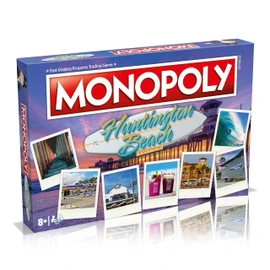 MONOPOLY Board Game - Huntington Beach Edition: 2-6 Players Family Board Games for Kids and Adults, Board Games for Kids 8 and up, for Kids and Adults, Ideal for Game Night